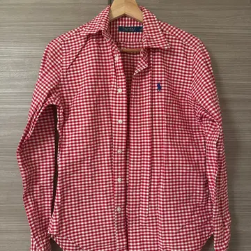 POLO 빨간색과 화이트 체크 긴팔 셔츠
