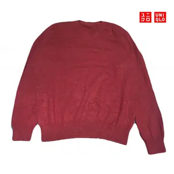 UNIQLO 캐시미어 V넥 스웨터 XL 와인 레드