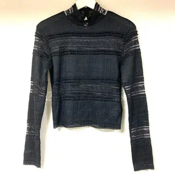 FURFUR 블랙 레이스 하이넥 스웨터 풀오버