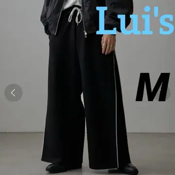 Lui's 분또 파이핑 팬츠 스웨트 팬츠 와이드 팬츠 블랙