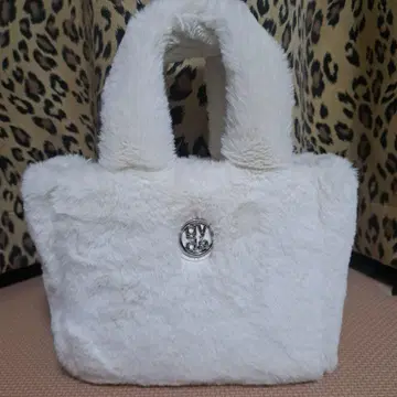 새상품급 GYDA 2WAY 인조 모피 백 퍼 토트 화이트