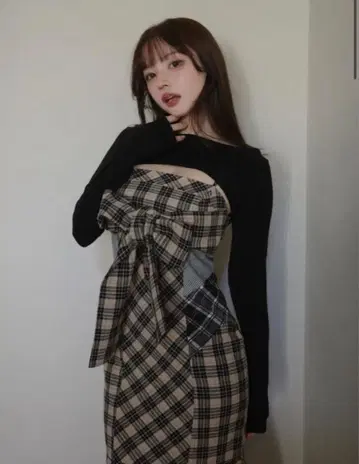 andmary Juni 체크 드레스 베이지 택 포함