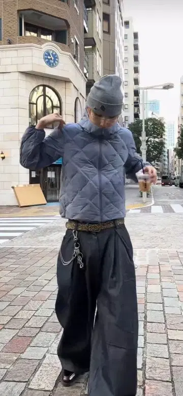 유니클로 퍼프 테크 후드티 블루 S