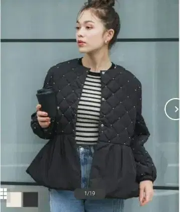 펄 퀼팅 티어드 블루종 미사용 새상품, 택 포함