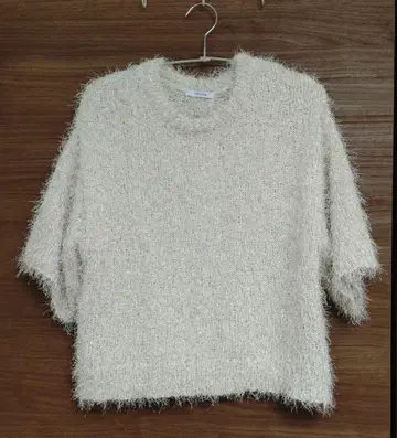 [ 새상품,택 포함 ] KEYUCA 케유카 라메 샤기 5부 소매 니트