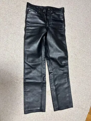 인디언 모터사이클 가죽 스트레이트 팬츠 W30