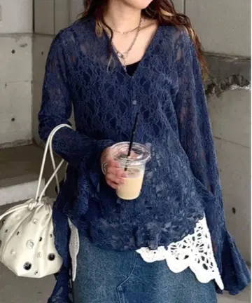 AMERI 아메리 UND 2WAY 컷 레이스 프릴 탑 레이스