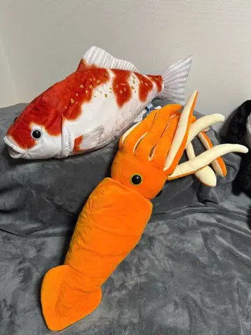 리얼 월드 물고기와 오징어 봉제 인형