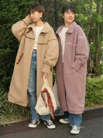 Factor= 롱 페이크 무스탕 보아 코트