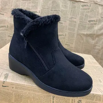 새상품 여성용 23.0cm 경량 사선 지퍼 보아 안감 부츠 블랙 9770