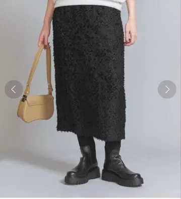 BEAUTY&YOUTH 자카드 프린지 I 라인 스커트