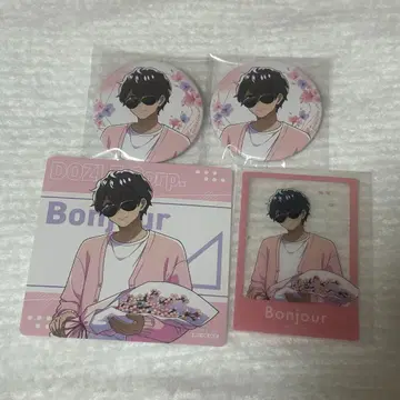 도즐사 본쥬르 캔뱃지 코스터 클리어 카드 복 고양이 캔