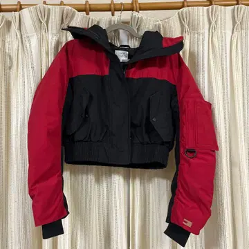 타미 다운 아우터 블랙 블랙 빨간색