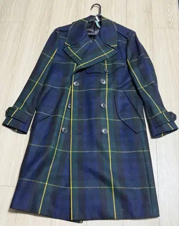 폴스미스 코트 네이비와 그린의 체크 무늬