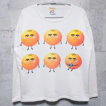 90s 우고우고 루가 미캉세이진 양면 프린트 맨투맨 롱 T