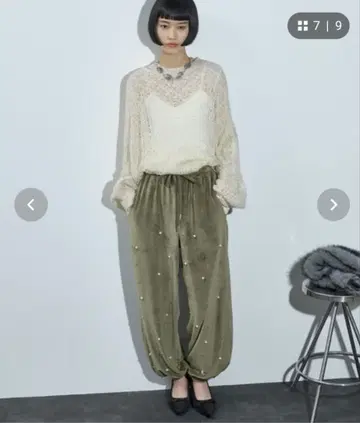 THE YOn 펄 스터드 벨로아 이지 팬츠