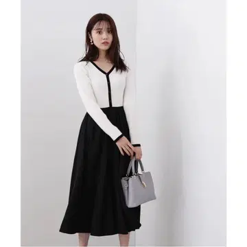 바이컬러 니트 도킹 원피스