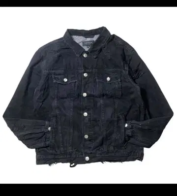 broken short Black denim tracker jacket