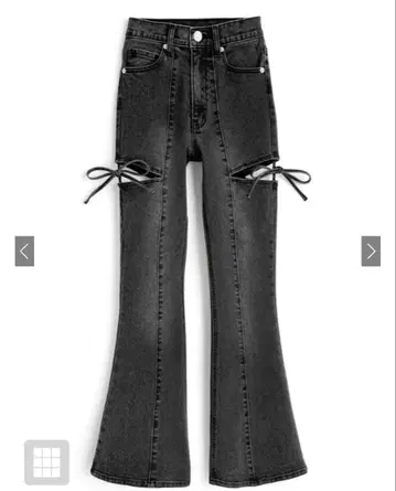 GRL 사이드 컷 아웃 리본 플레어 데님 팬츠 cu578