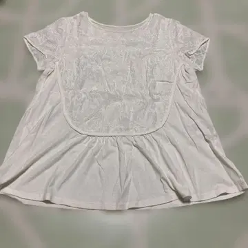 PINORE 자수 장식 화이트 반팔 튜닉