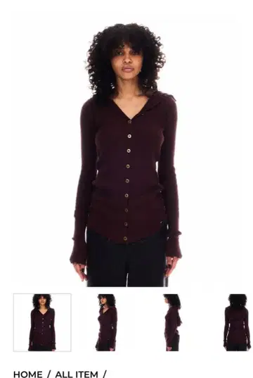 FRONT BUTTON HOODED KNIT TOPS