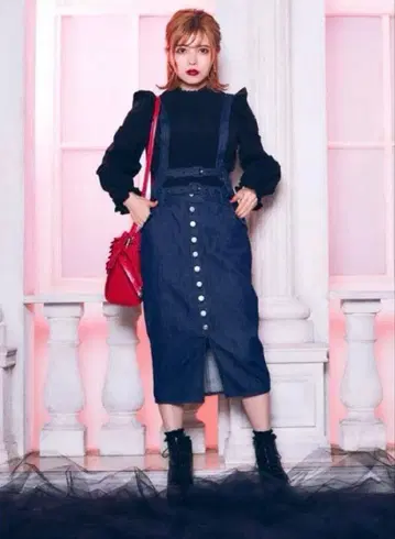 EATME 하네스 부착 데님 스커트 M