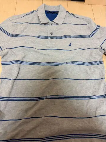 NAUTICA 그레이 파랑 스트라이프 피케 셔츠 M