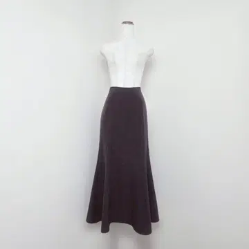 그레일 맥시 길이 스커트 브라운 계열 플레어 백 밴딩 무지 깔끔 S
