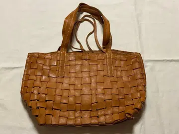 브라운 뜨개질 가죽 핸드백