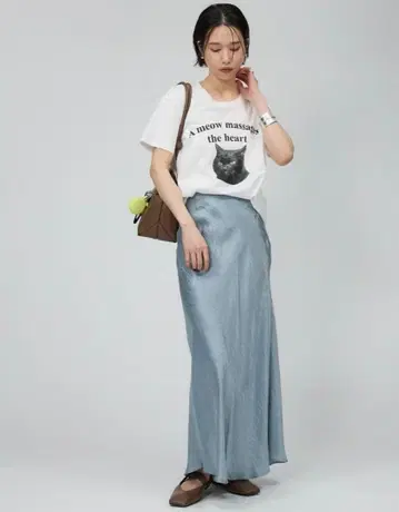 babylone 라이트 블루, 빈티지 새틴 스커트 38