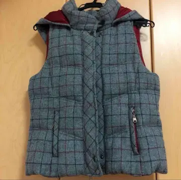 FOSSI 그레이 체크 다운 베스트 조끼