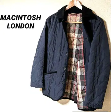 매킨토시 런던 퀼팅 자켓 체크 블루종 새상품급