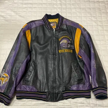 Minnesota Vikings 바시티 가죽 자켓