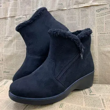 새상품 여성용 23.5cm 경량 사선 지퍼 보아 안감 부츠 9770 블랙