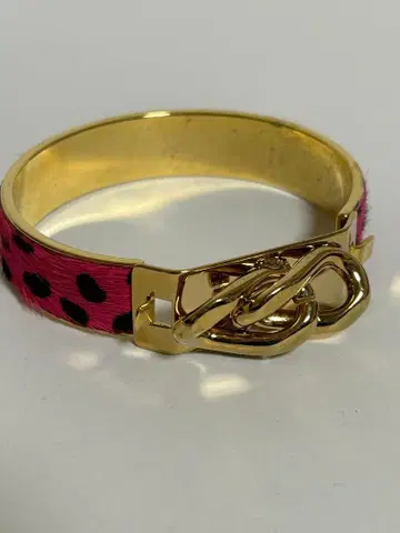 레어 핑크 레오파드 무늬 뱅글 팔찌 헤이세이 레트로