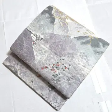 A 기모노 편안한 풍경 무늬 금은사 육통 순수 실크 포멀한 후쿠로 오비