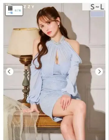 목 비쥬 오프숄더 미니 드레스 L 사이즈