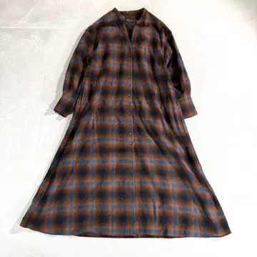 펜들턴 체크 롱 셔츠 원피스 relume 울