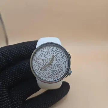 odm+ 아트 프린트 화이트 손목시계