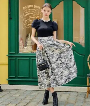 Swingle 토와르 드 주이 자카드 플레어 스커트