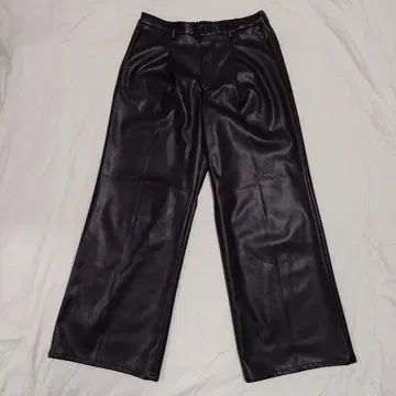 HARE LUXE 가죽 와이드 플레어 팬츠 L 블랙