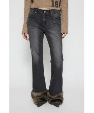 LAGUA GEM FAUX FUR 플레어 퍼 데님