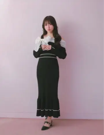 evelyn 데콜테 리본 OP 블랙