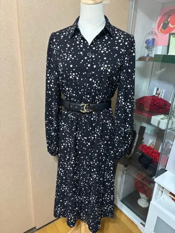 별 패턴 셔츠 원피스