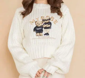 Darich (다리치) D베어 로우게이지 니트 상의 (화이트)