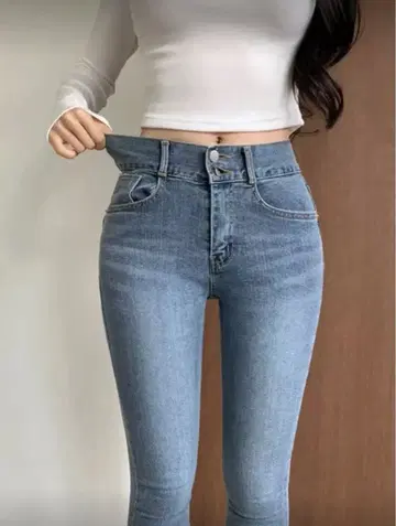 스키니 데님 하이웨스트 라이트 블루