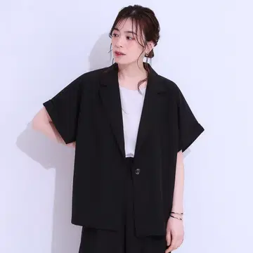 슈라루 2025년 인기 린넨 반팔 블랙 테일러드 자켓