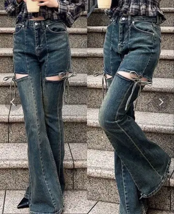 RESEXXY 컷 아웃 리본 데님 팬츠 S