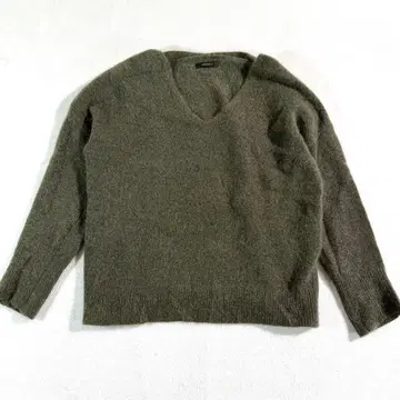 아메리칸 라그 씨 모헤어 혼방 V넥 니트 카키