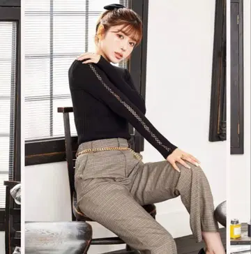 Darich 레이스업 리브 니트탑 BLK(블랙)